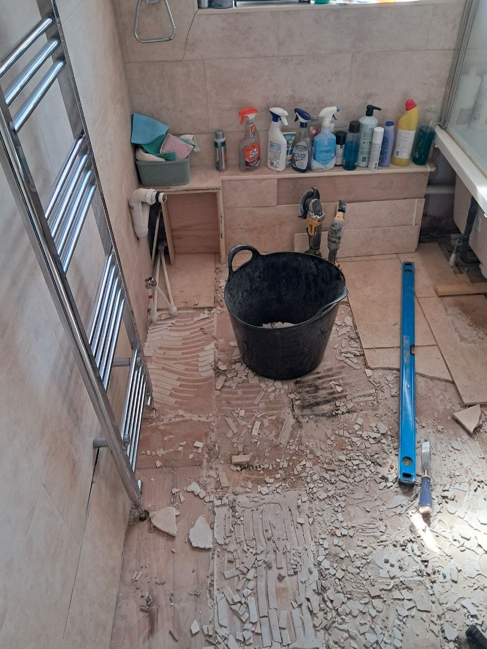Bathroom mid strip-out, before renovation