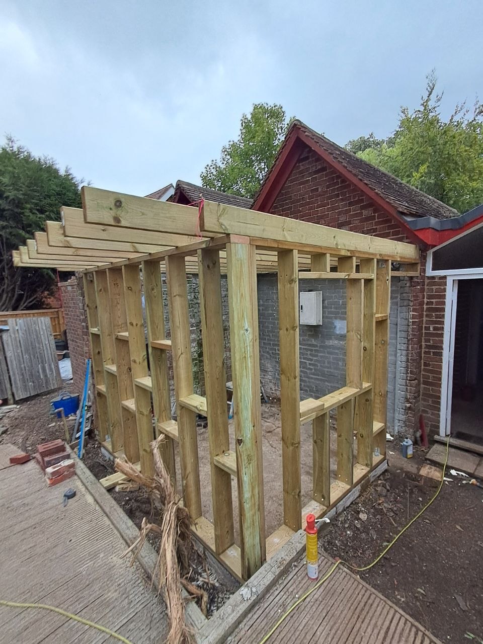 Timber extension frame, planned and built