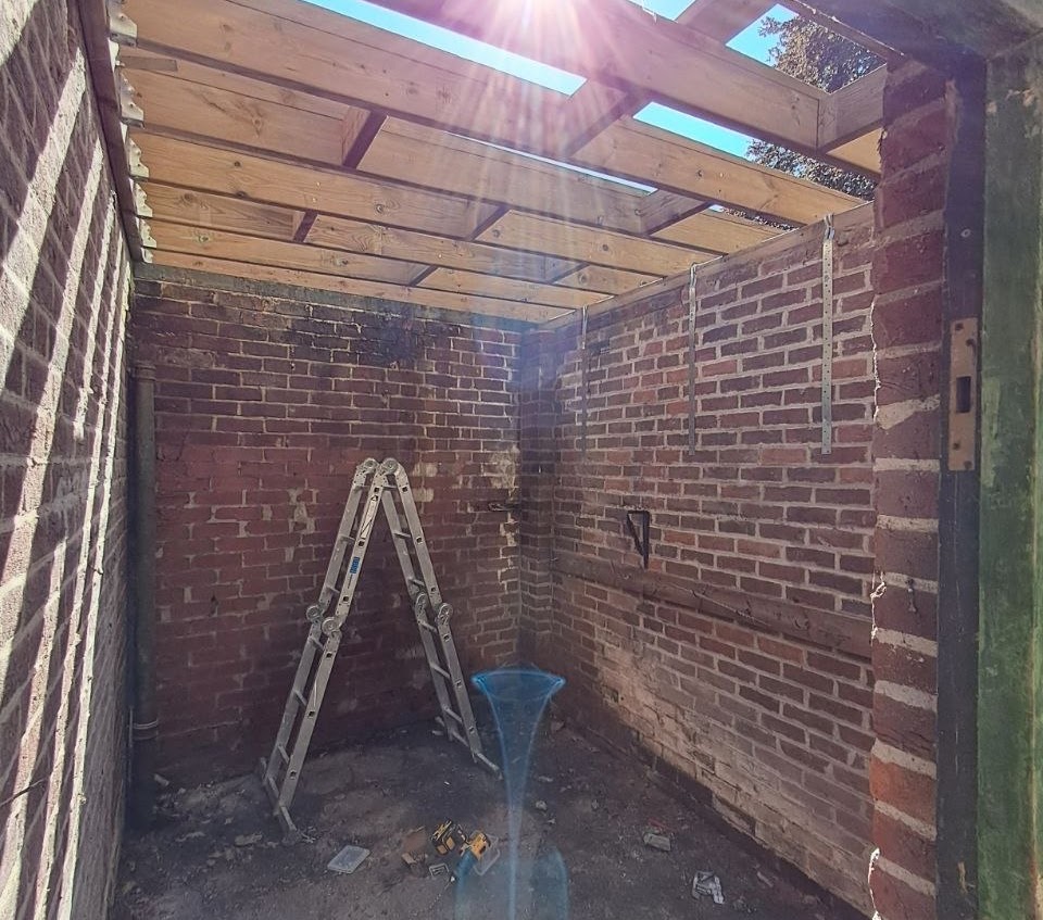 Roof and skylight structure under construction